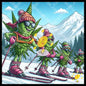 Silly buds skiing in the mountains
